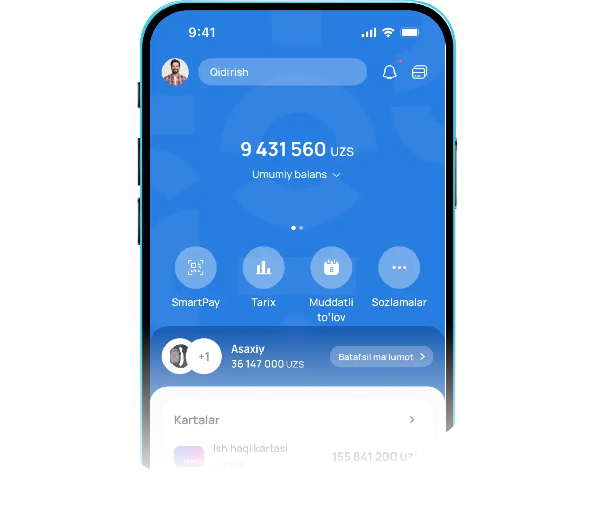 Ilovaning asosiy sahifasida "Barcha kartalar va hisob raqamlar" bo'limiga o'ting