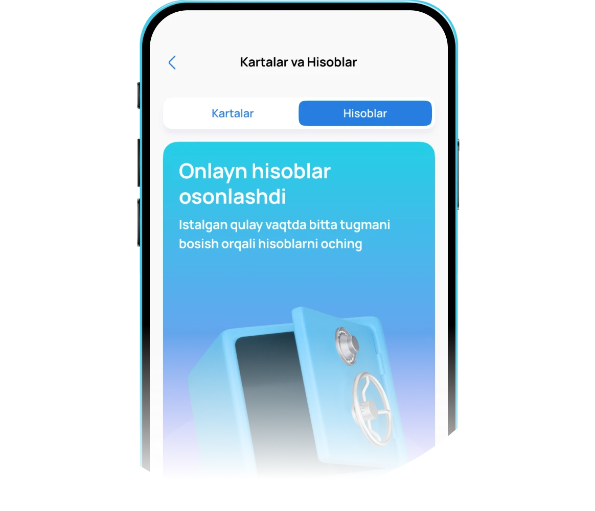 "Hisob raqamlar" yorlig'ini tanlang va "Hisob ochish" tugmasini bosing
